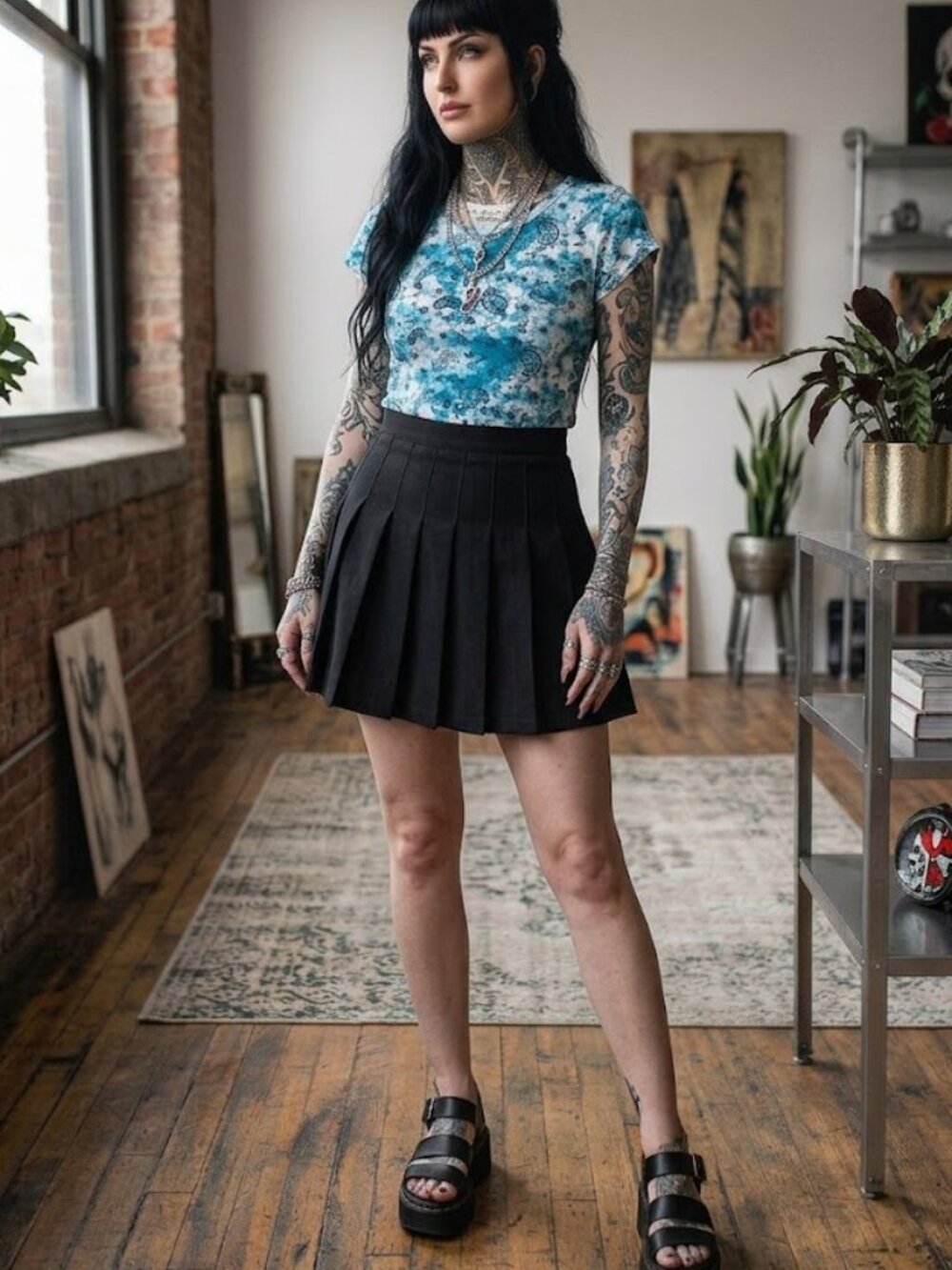 Basic Editions Turquoise Paisley Tie Dye Boho Tee Size 14/16 Short Sleeve Top